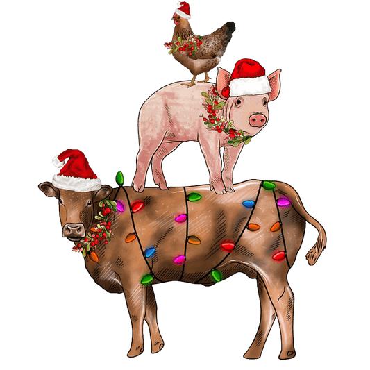 Christmas Farm Animal Design - DTF Ready To Press