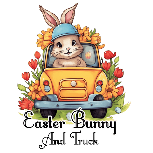 Truck Lover Easter Bunny Party Design - DTF Ready To Press