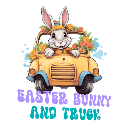 Truck Lover Easter Cute Bunny Design - DTF Ready To Press