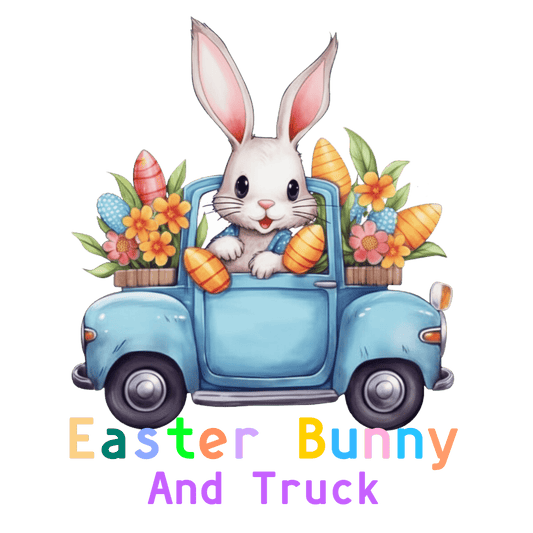 Truck Lover Easter Bunny Design - DTF Ready To Press