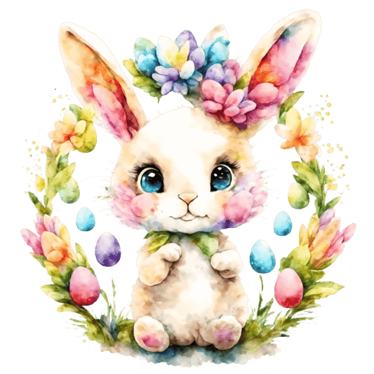 Cute Bunny And Egg Easter Design - DTF Ready To Press