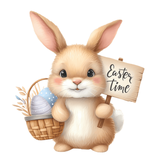 Easter Time Egg Hunting Bunny Design - DTF Ready To Press