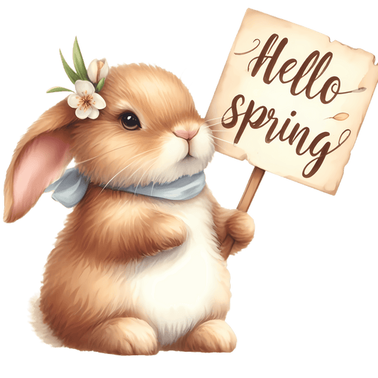 Hello Spring Easter Cute Bunny Design - DTF Ready To Press