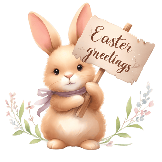 Easter Greetings Cute Bunny Design - DTF Ready To Press