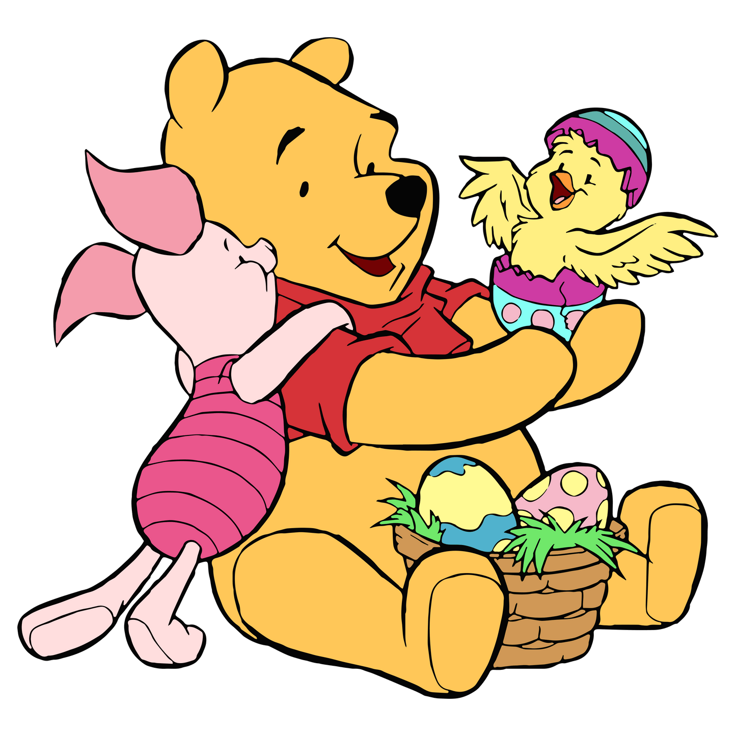 Winnie The Pooh And Piglet Easter Design - DTF Ready To Press