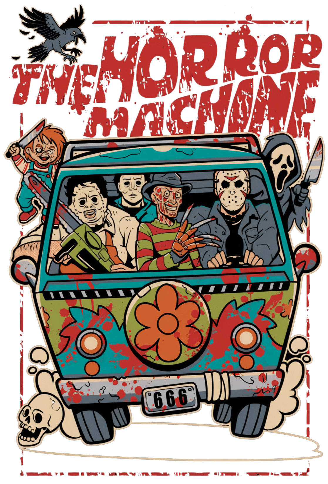 The Horror Machine Halloween Design - DTF Ready To Press