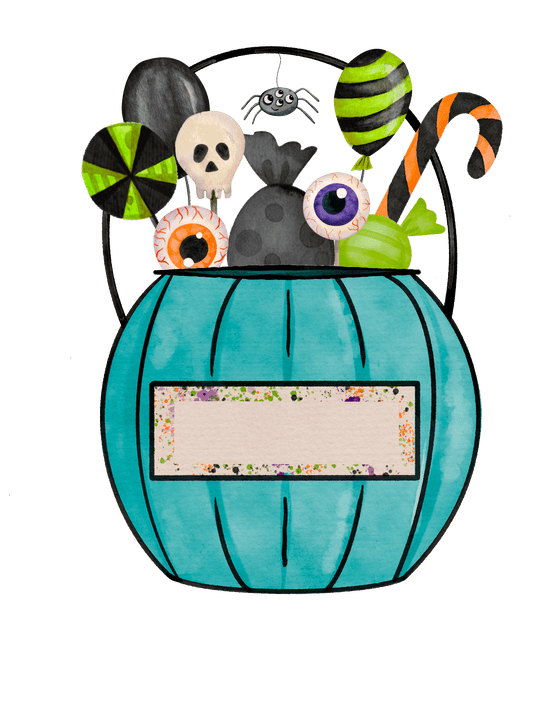 Halloween Blue Candy Bucket Design - DTF Ready To Press