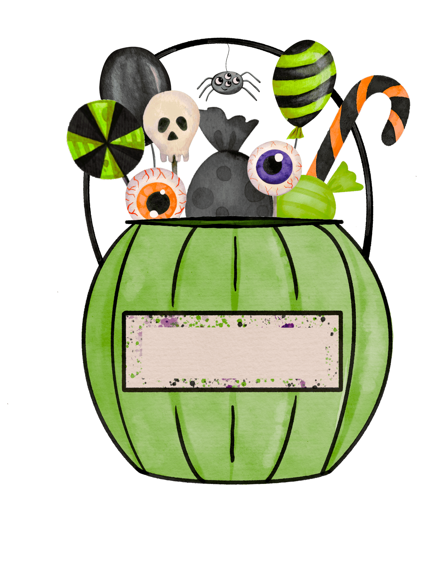 Halloween Green Candy Bucket Design - DTF Ready To Press