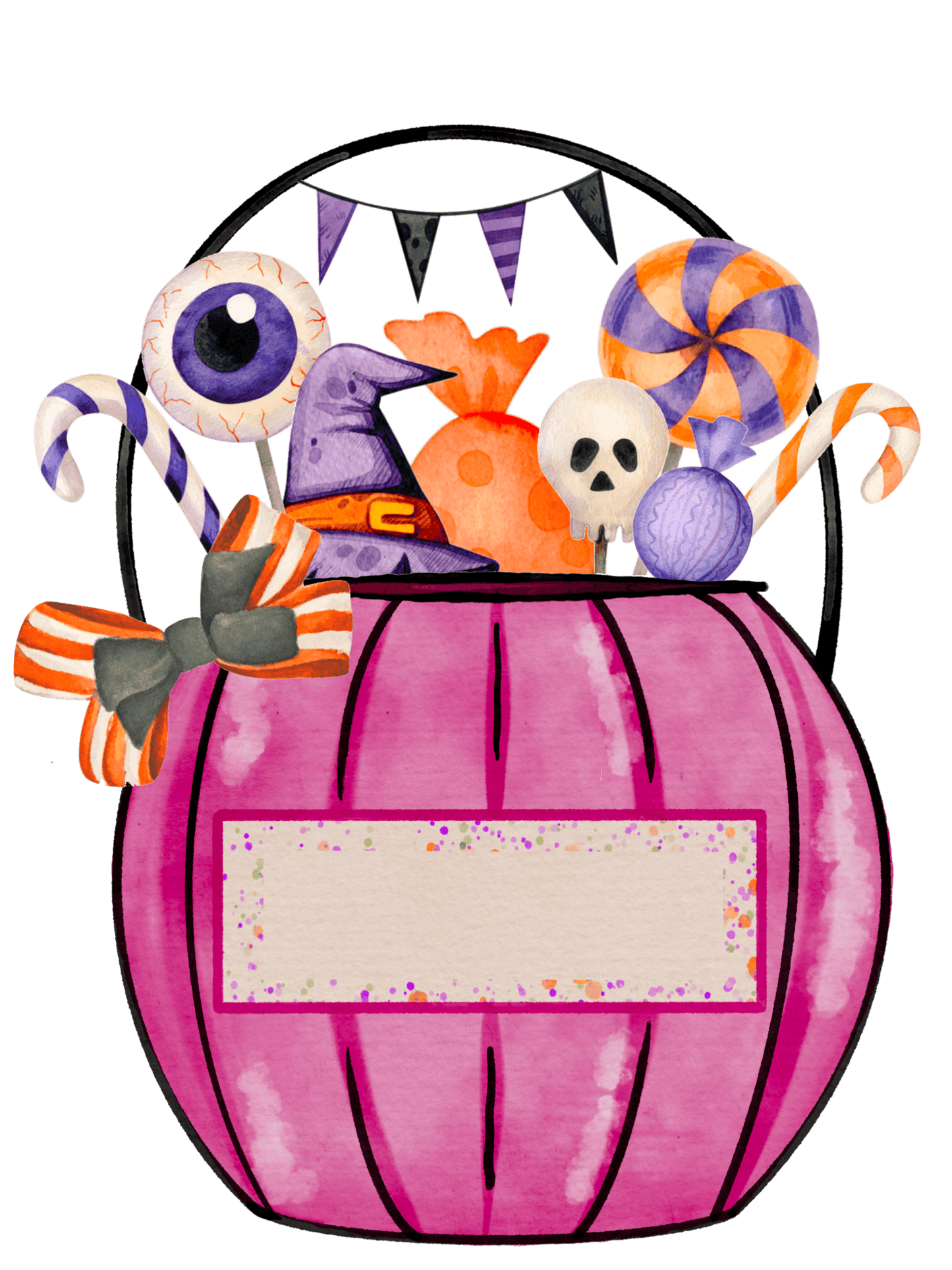 Halloween Pink Candy Bucket Design - DTF Ready To Press