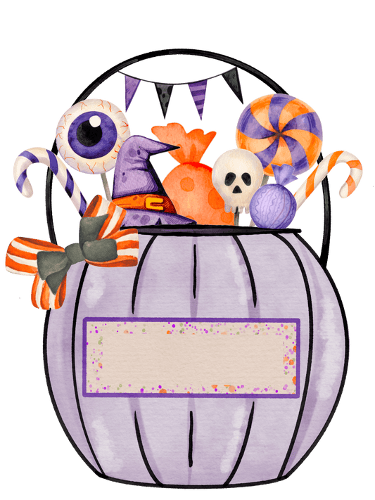 Halloween Purple Candy Bucket Design - DTF Ready To Press