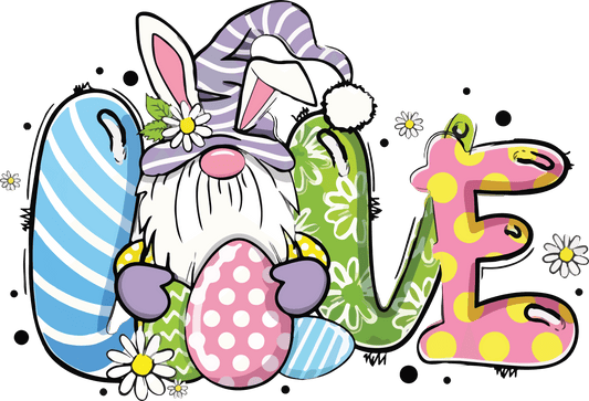 Easter Love Gnome Bunny Design - DTF Ready To Press