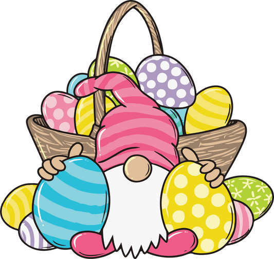 Egg Basket Easter Gnome Design - DTF Ready To Press