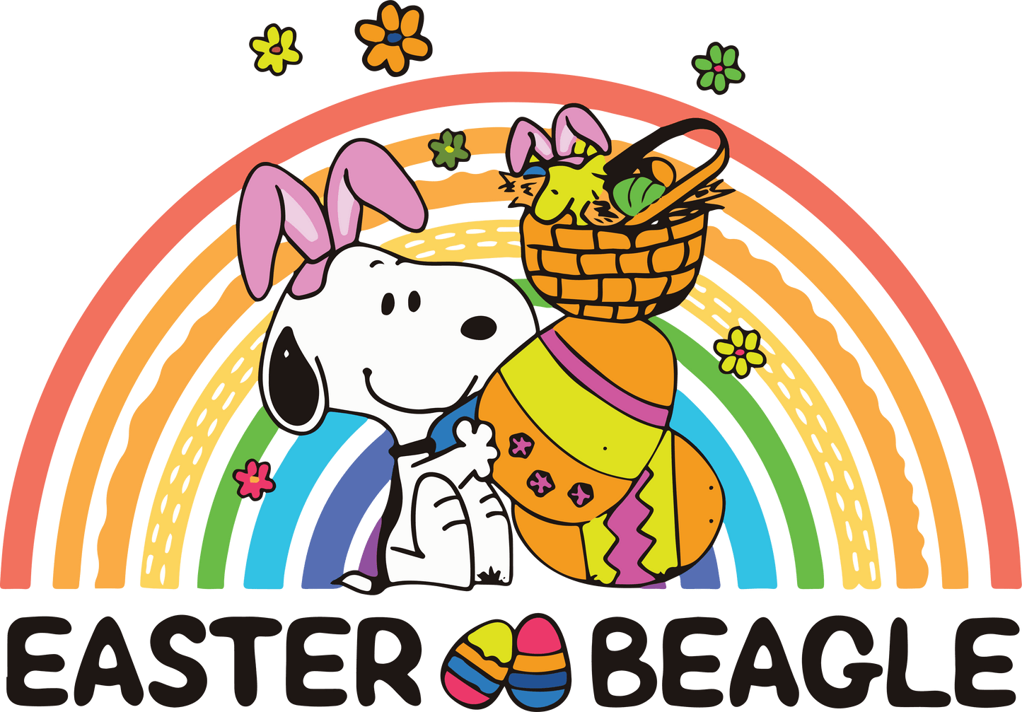 Snoopy Easter Beagle Rainbow Design - DTF Ready To Press