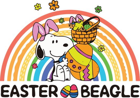 Snoopy Easter Beagle Rainbow Design - DTF Ready To Press