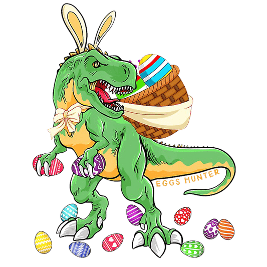 T-Rex Easter Hunting Design - DTF Ready To Press