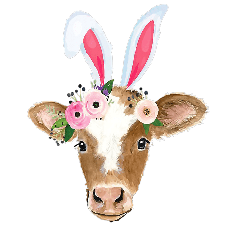 Easter Cow Design - DTF Ready To Press