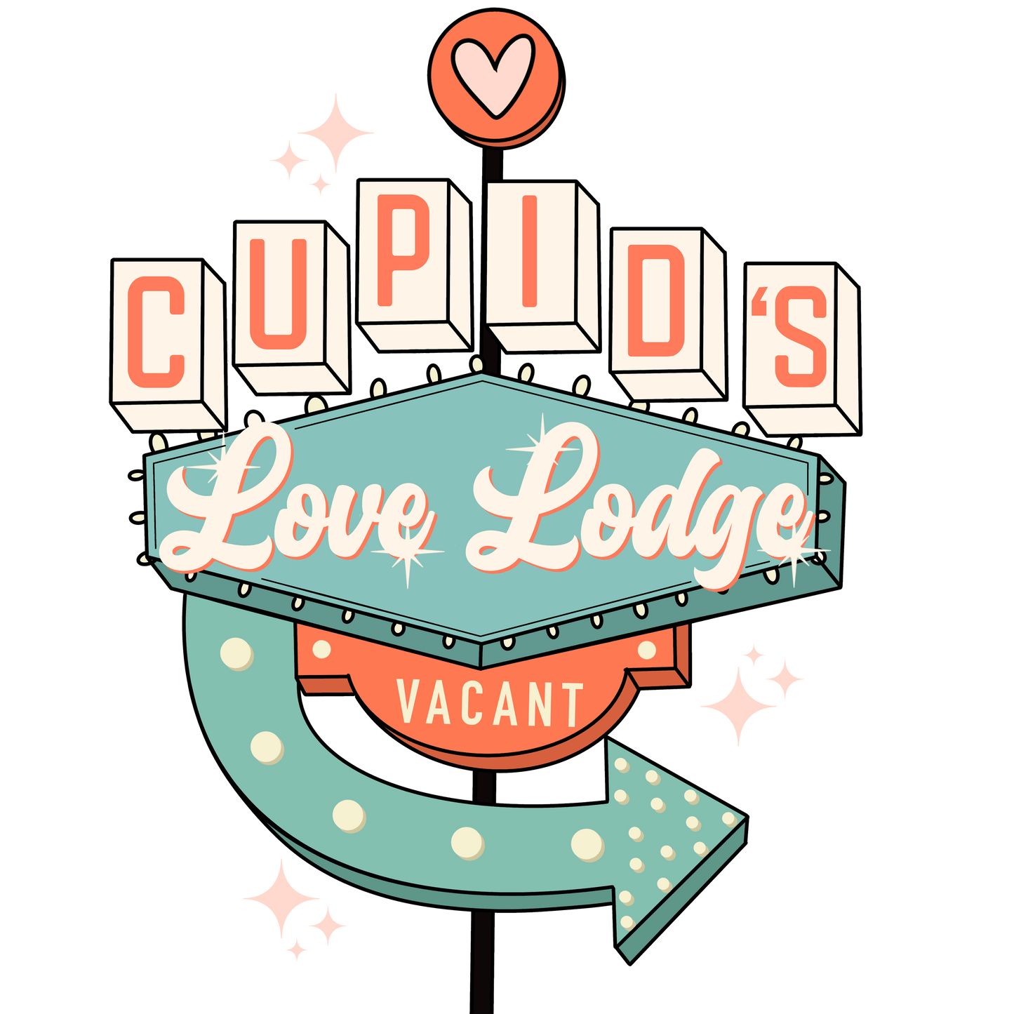 Cupid's Love Lodge Vacant Valentine's Day Design - DTF Ready To Press