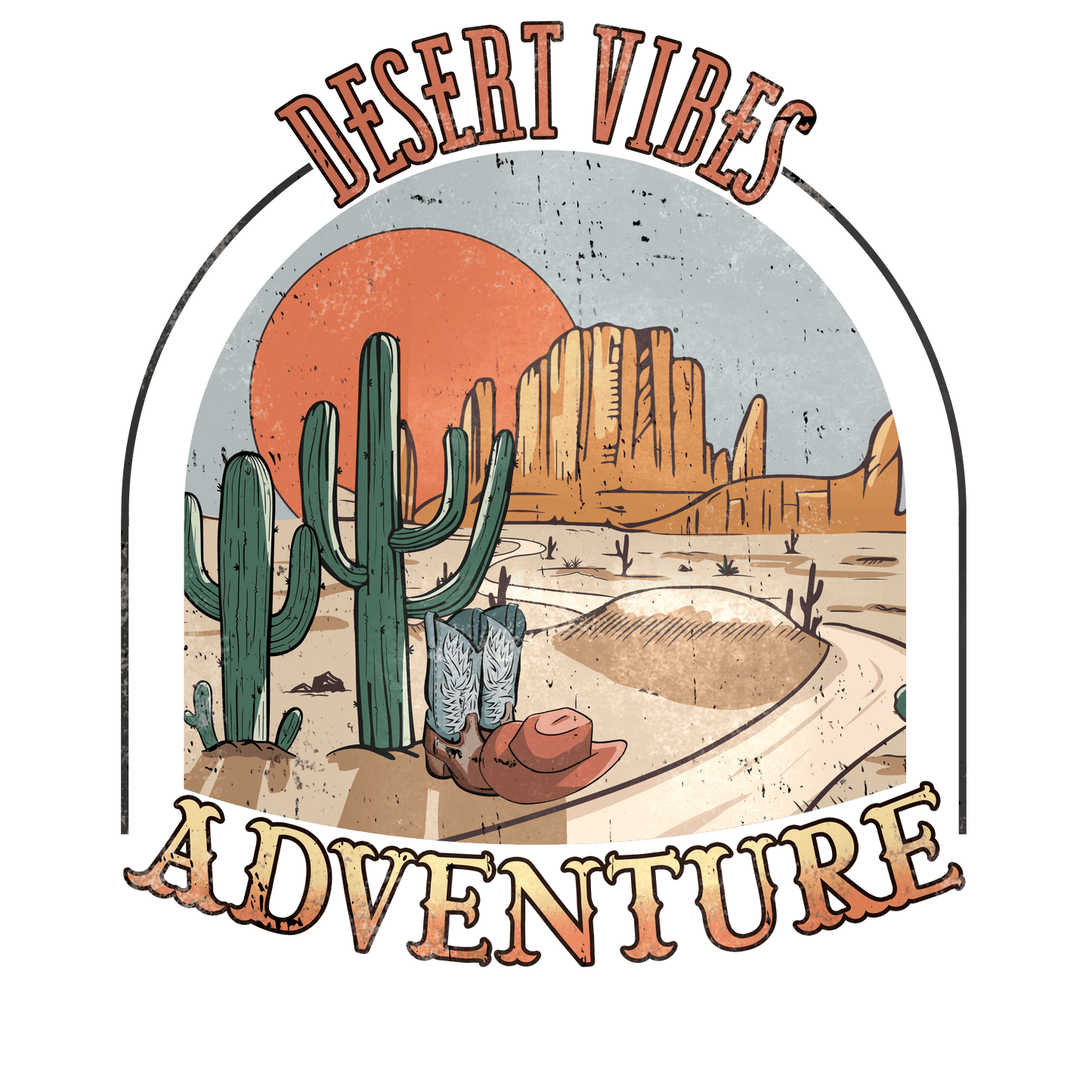 Desert Vibes Adventure Western Design - DTF Ready To Press