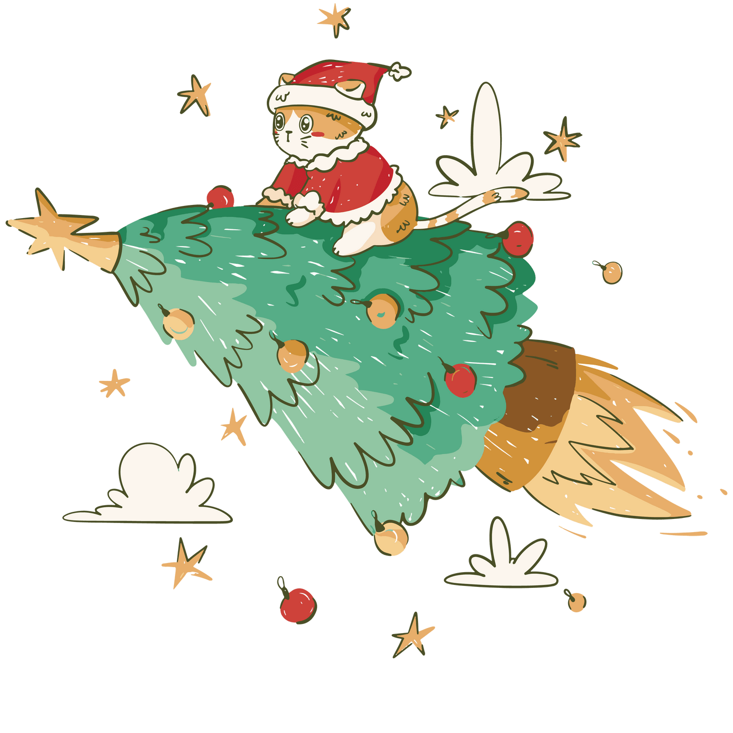 Christmas Cat Design - DTF Ready To Press