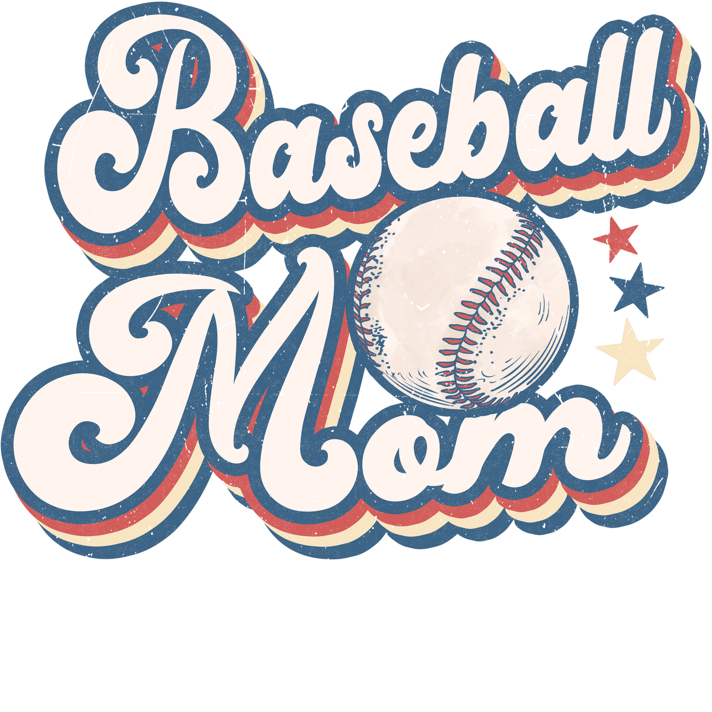 Retro Baseball Mom Design - DTF Ready To Press