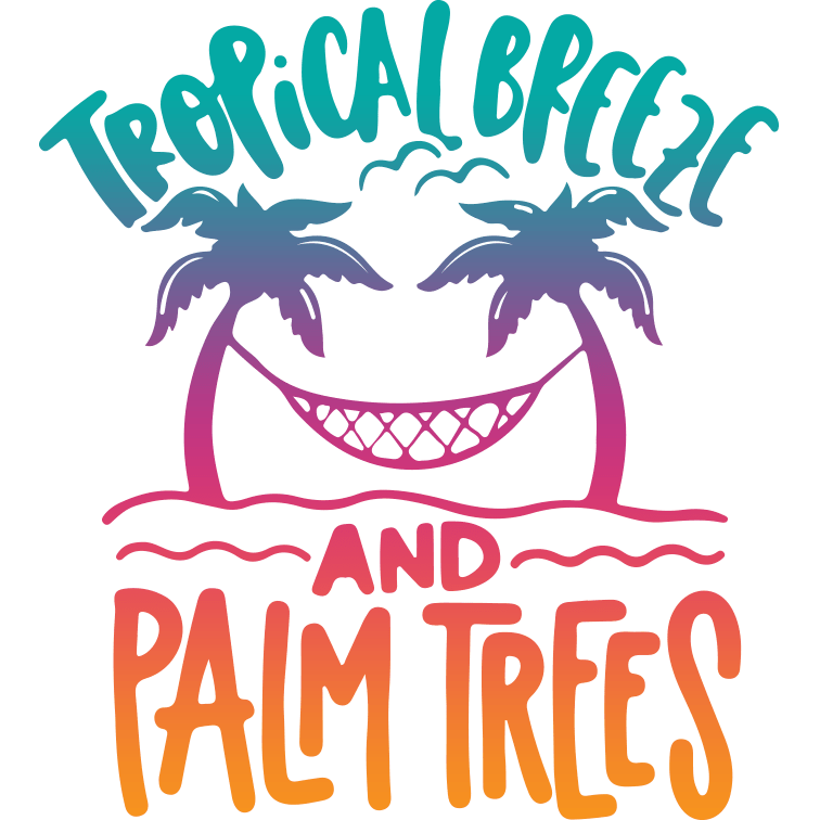 Tropical Breeze and Palm Tree Summer Design - DTF Ready To Press