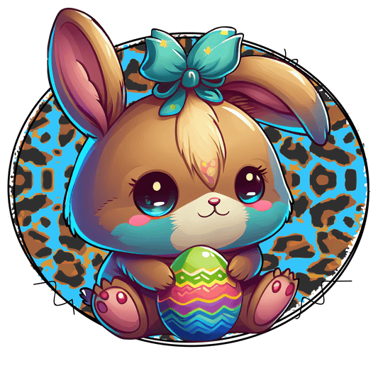 Cute Bunny Easter Leopard Design - DTF Ready To Press