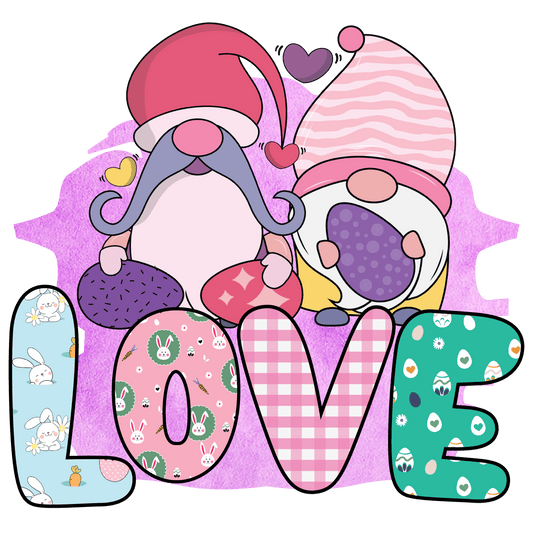 Gnome Easter Love Design - DTF Ready To Press