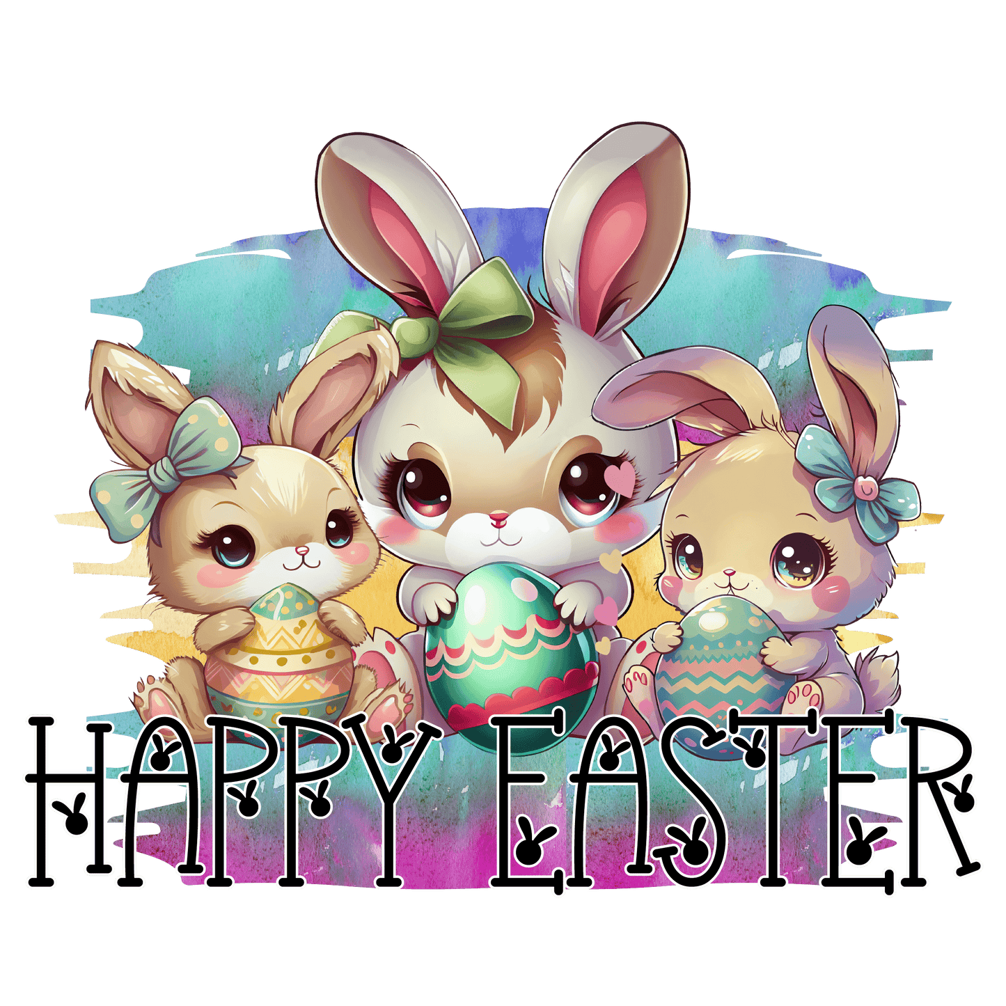 Cute Bunny Happy Easter Design - DTF Ready To Press