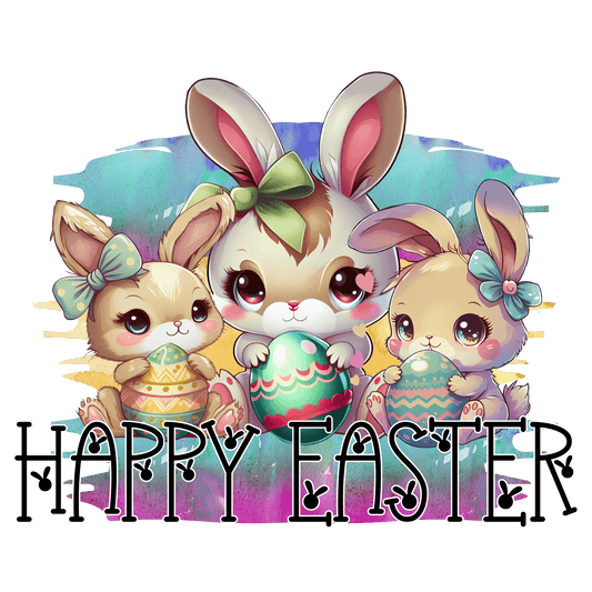 Cute Bunny Happy Easter Design - DTF Ready To Press