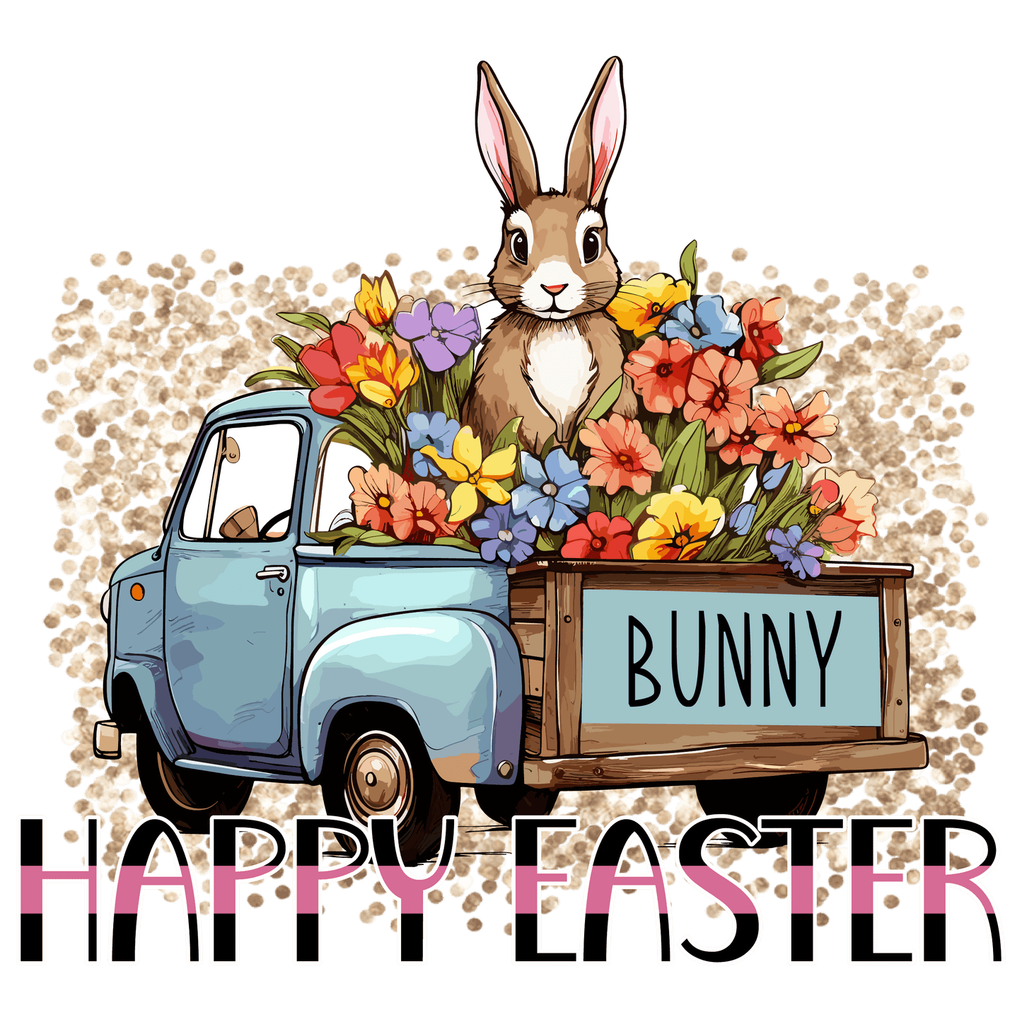 Happy Easter Bunny And Truck Design - DTF Ready To Press