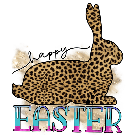 Happy Easter Bunny Leopard Design - DTF Ready To Press