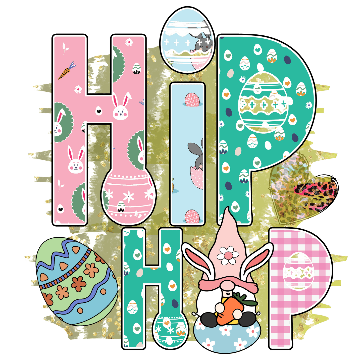 Hip Hop Easter Gnome Party Design - DTF Ready To Press