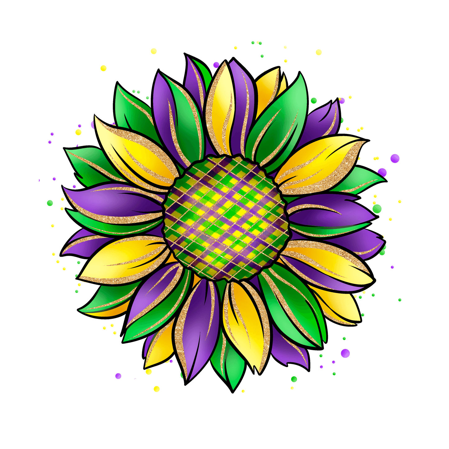 Mardi Gras Sunflower Design - DTF Ready To Press