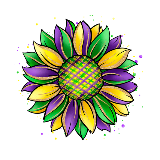 Mardi Gras Sunflower Design - DTF Ready To Press