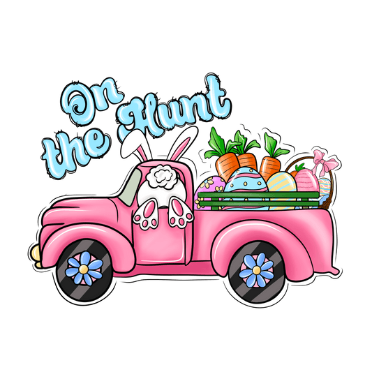 On The Hunt Easter Bunny And Truck Design - DTF Ready To Press