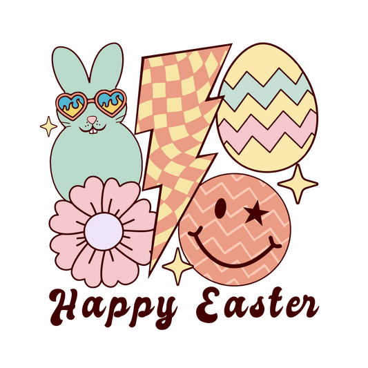 Happy Easter Smiley Design - DTF Ready To Press