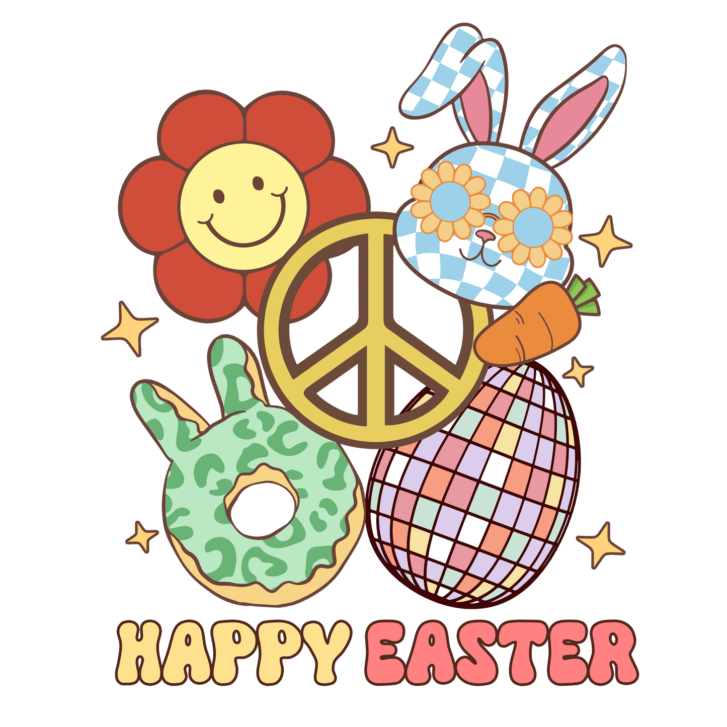 Happy Easter Peace Party Design - DTF Ready To Press