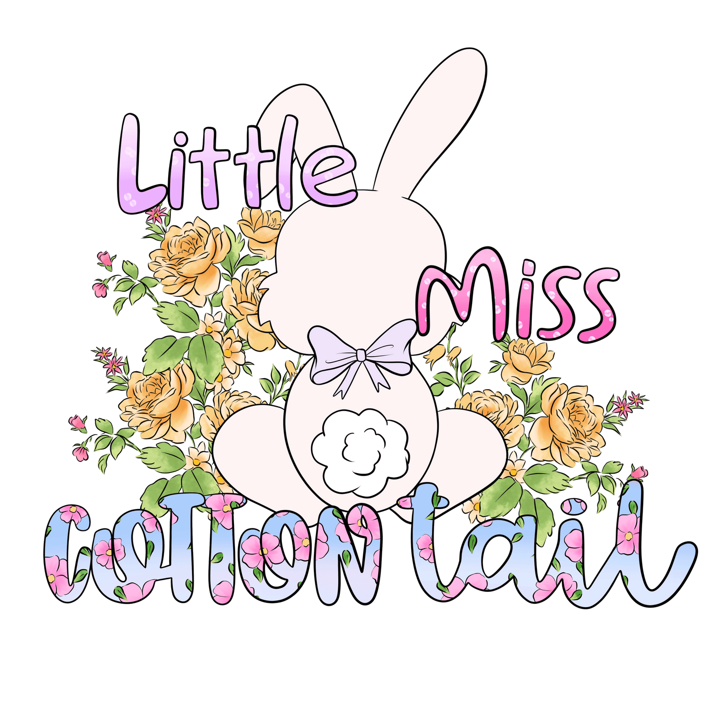 Little Miss Cotton Tail Easter Design - DTF Ready To Press