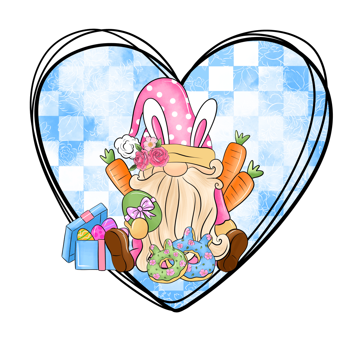 Easter Gnome Heart Design - DTF Ready To Press