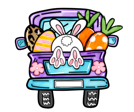 Easter Truck Bunny Design - DTF Ready To Press