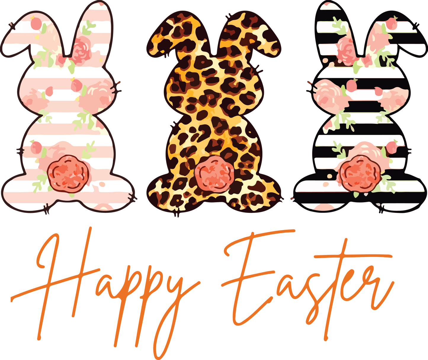 Happy Easter Bunny Leopard Design - DTF Ready To Press