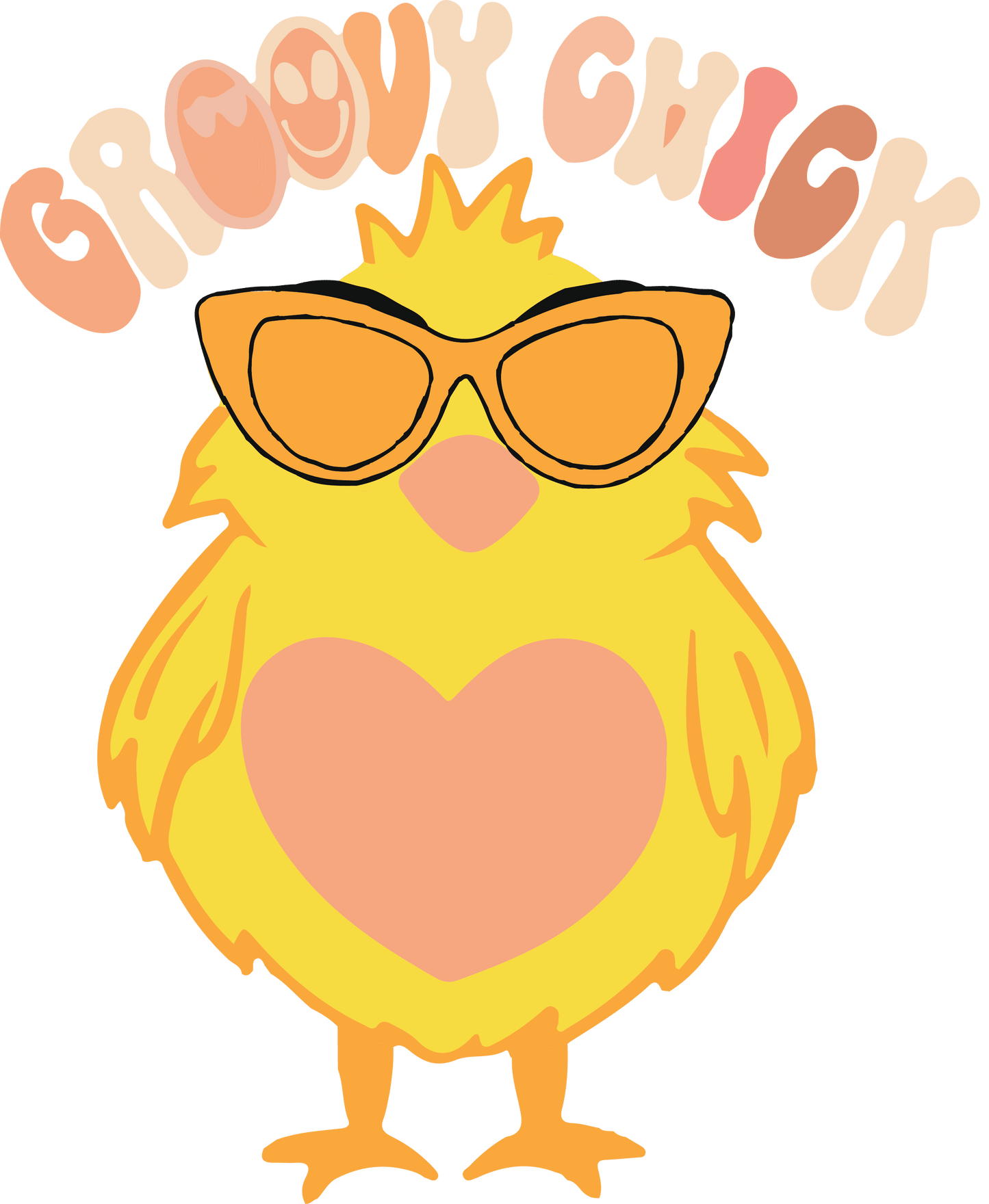 Groovy Chick Easter Design - DTF Ready To Press