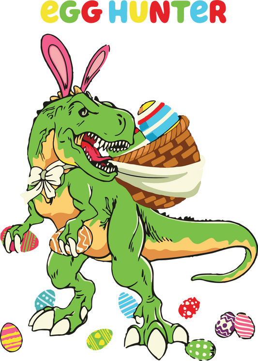 Egg Hunter Dino Easter Design - DTF Ready To Press