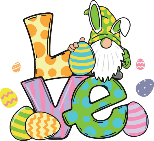 Gnome Easter Love Design - DTF Ready To Press