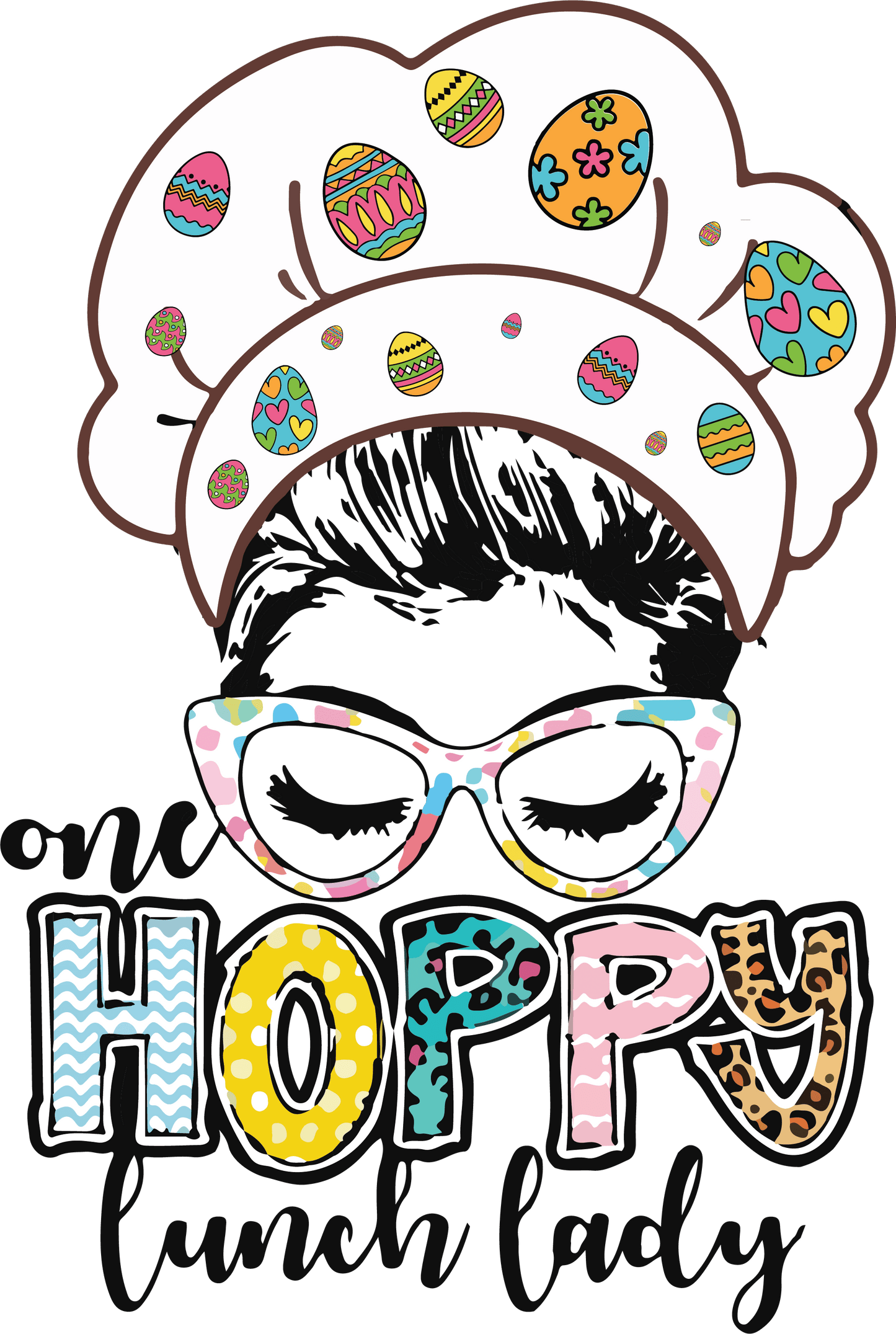 One Hoppy Lunch Lady Easter Design - DTF Ready To Press