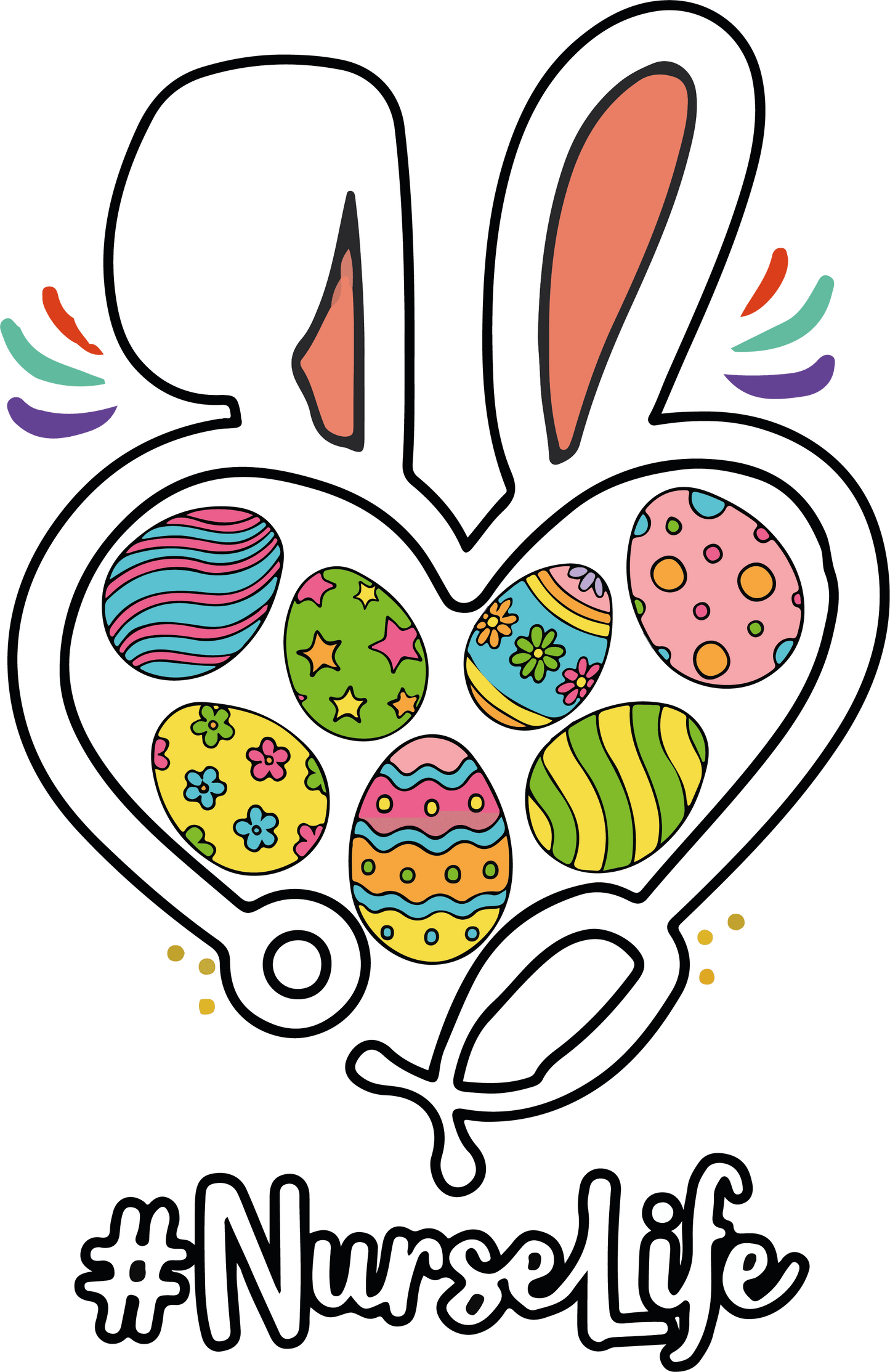 Nurse Life Easter Bunny Design - DTF Ready To Press