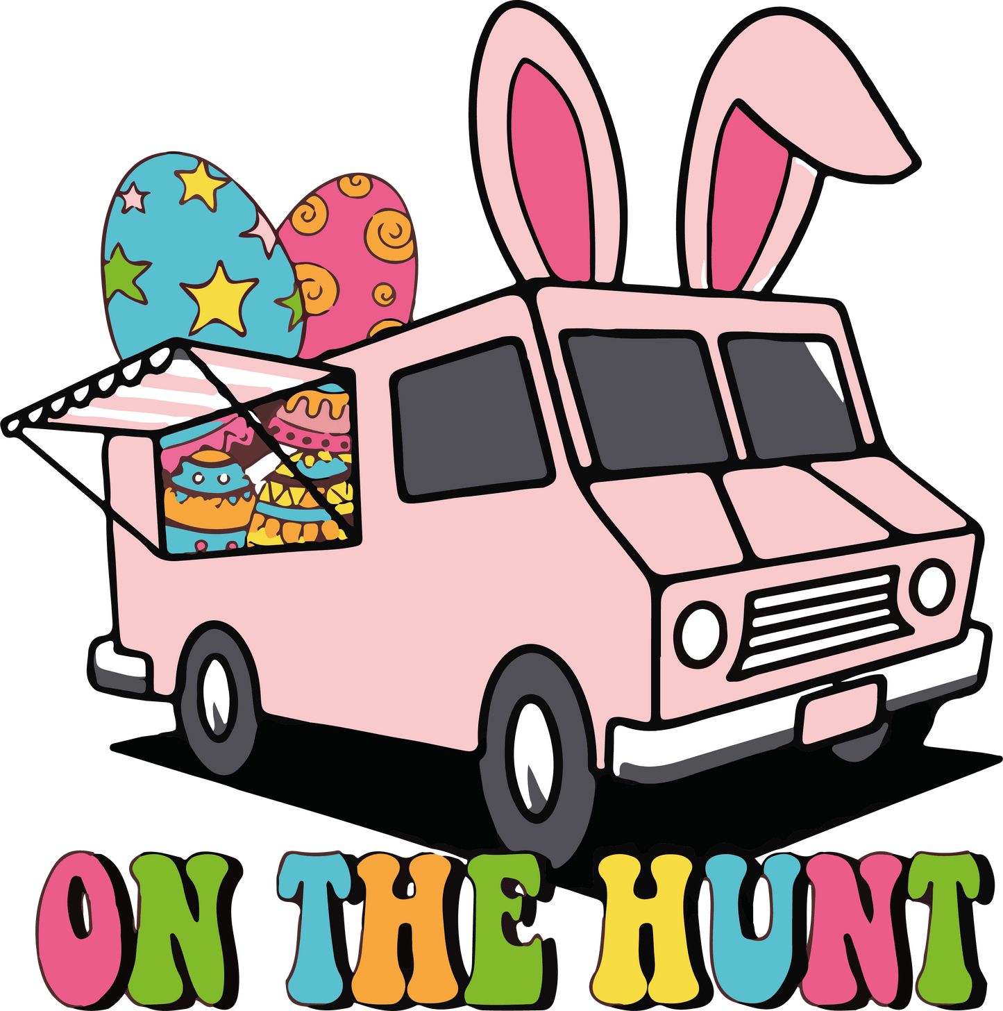 On The Hunt Truck Easter Design - DTF Ready To Press