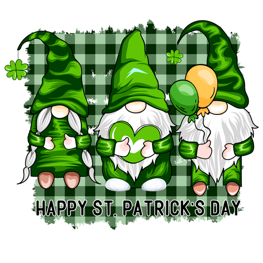 Happy Saint Patricks Day Gnomes Design - DTF Ready To Press