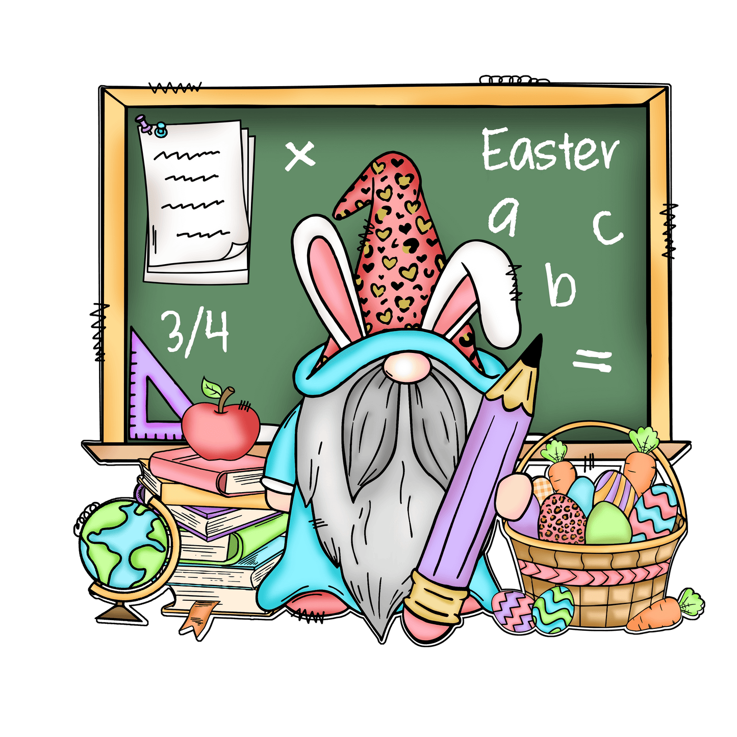 Easter Gnome Teacher Design - DTF Ready To Press