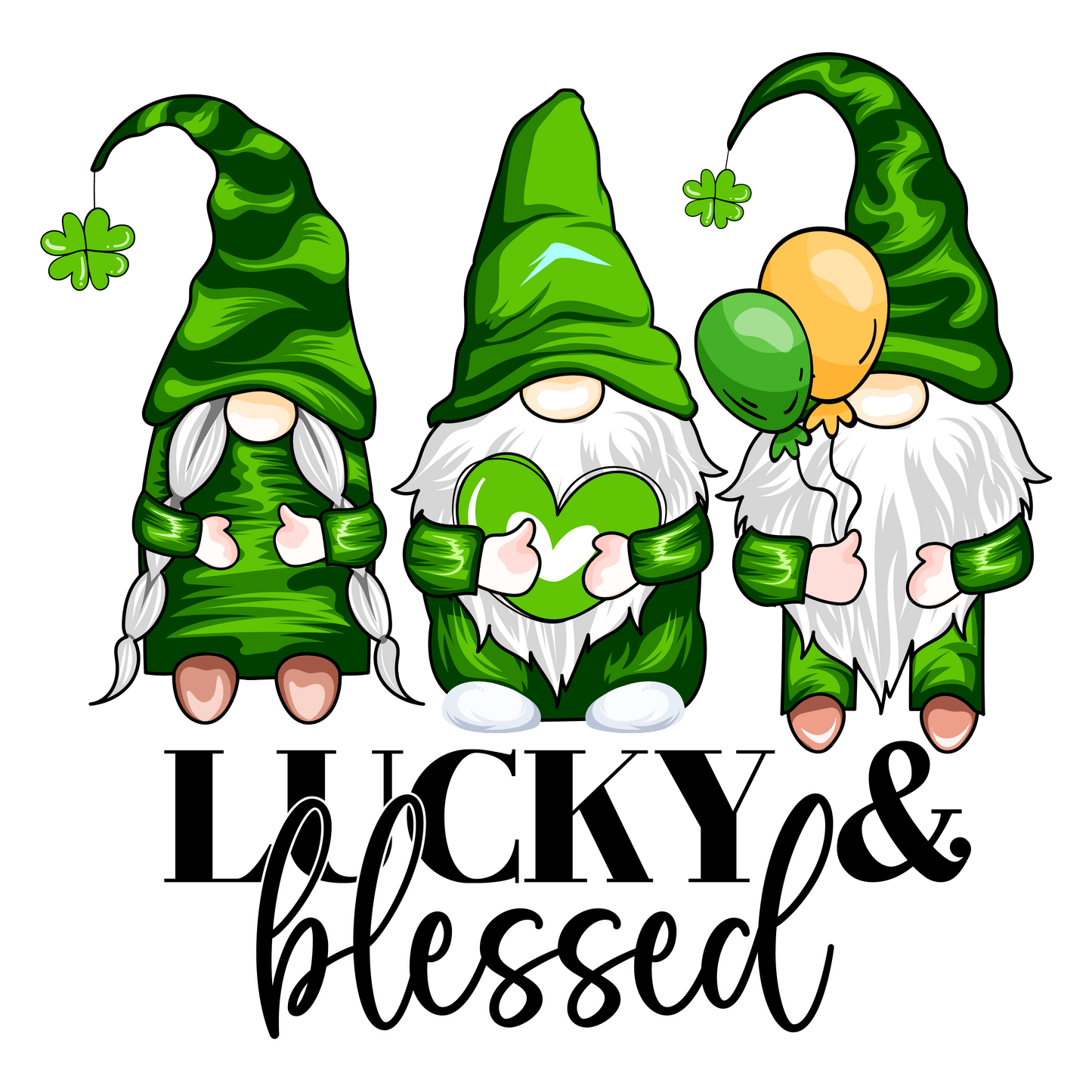 Lucky Blessed Gnomes St Patrick's Day Design - DTF Ready To Press